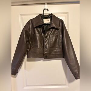 Brown Vegan Leather Jacket [MOVEOUT SALE]